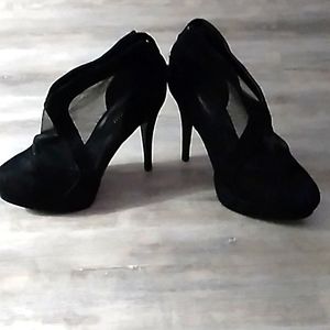 Le Chateau black mesh heels